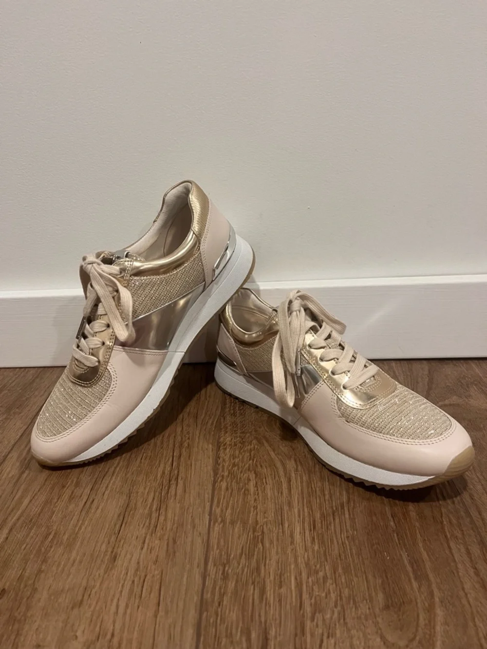 Michael Kors MK Allie Gold Silver Trainer Sneakers